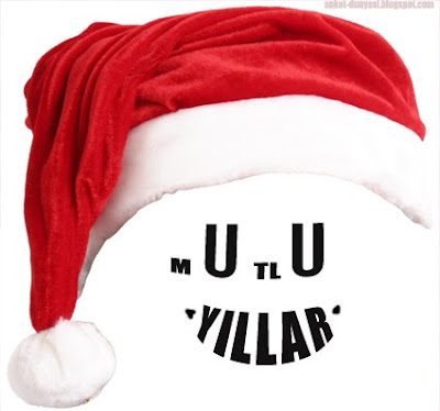 Noel şapkalı yeni yıl kartı