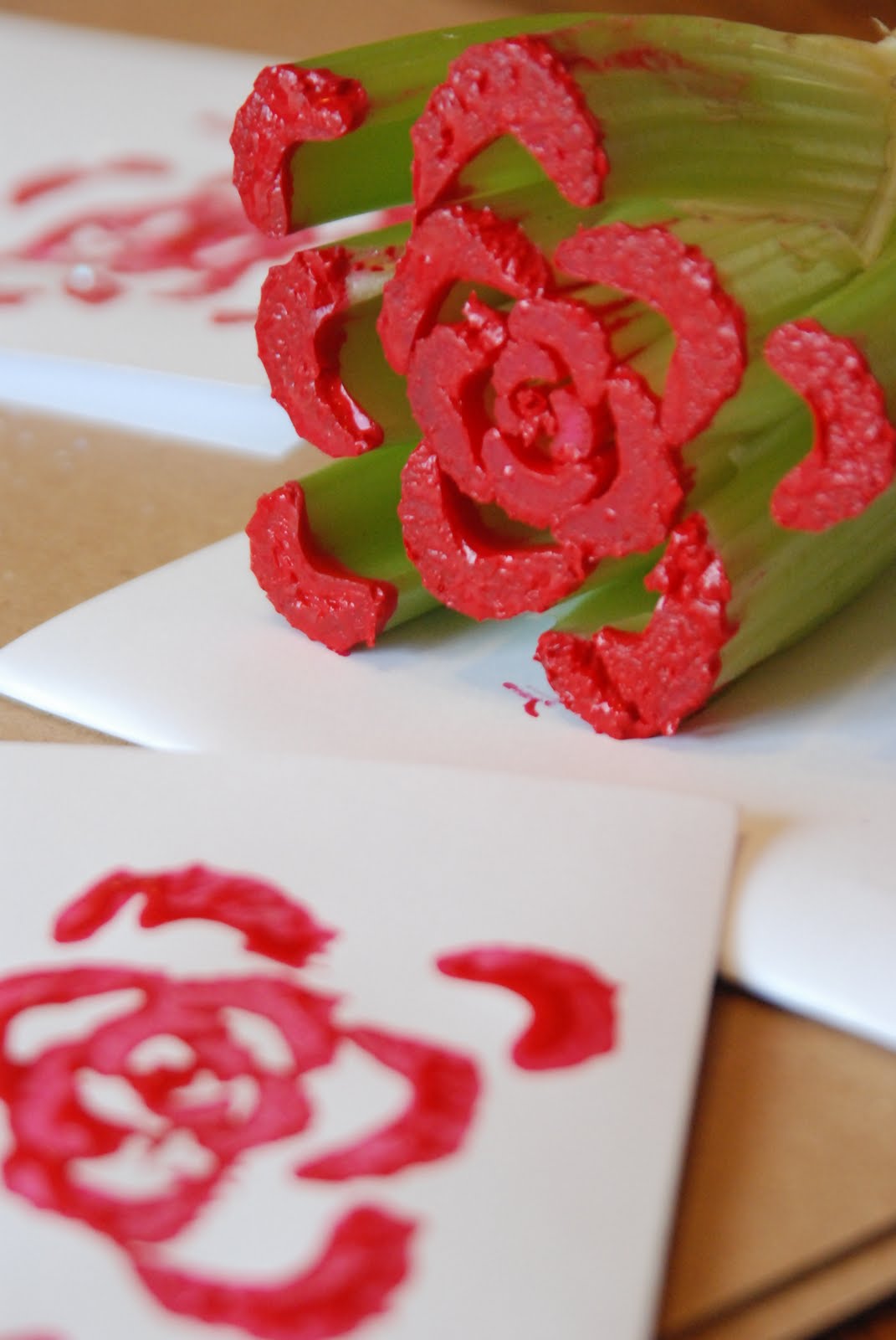 Homemade Serenity Why Don't You Make Celery Stamped Valentine's Day Cards
