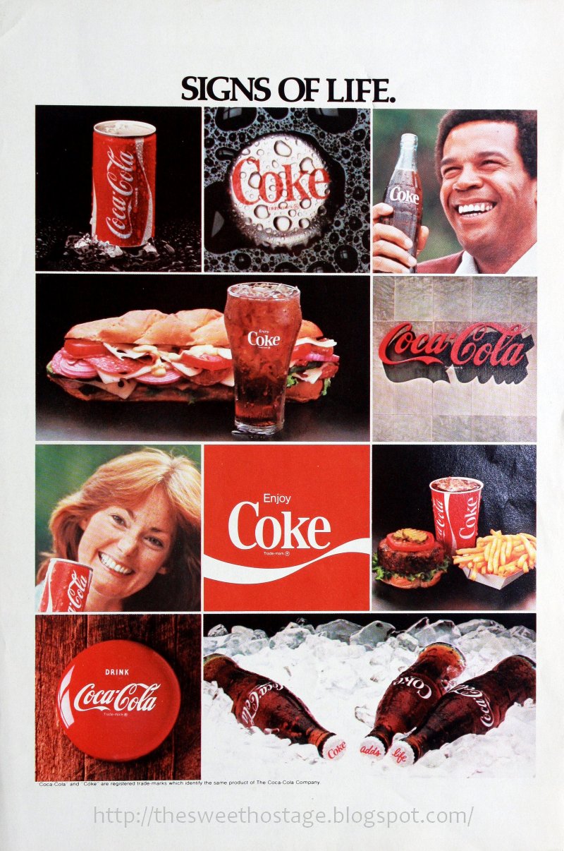 SWEET HOSTAGE VINTAGE COKE ADS ( 9 ) The 1970's and 1990's