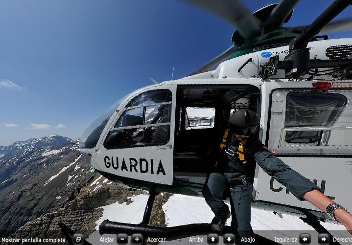 Foto esfrica de un simulacre de rescat al Balc de Pineta (Aragn)