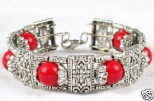 ethnic silver red bracelet