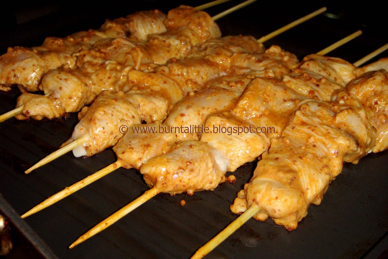 Burnt A Little Chicken Kebabs with Mustard & Roast Tomato