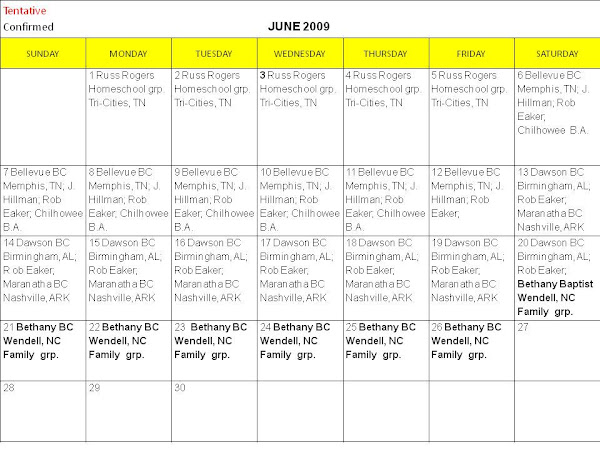 Scheduling of Mission Teams by month and week