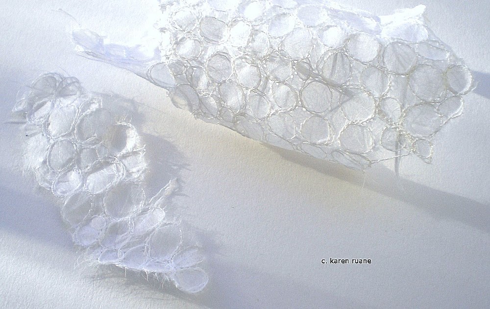 karen ruane white silk and embroidered paper...