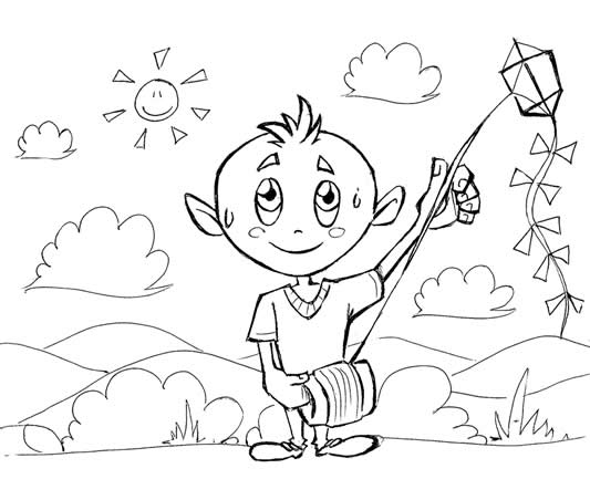 desenho de menino empinando pipa