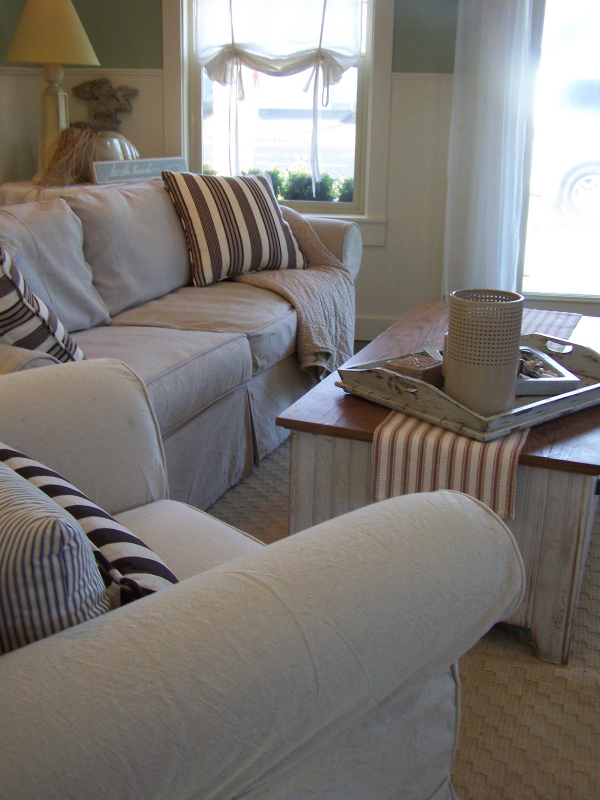 {Coastal Nest} Dropcloth slipcover.....the chair edition..