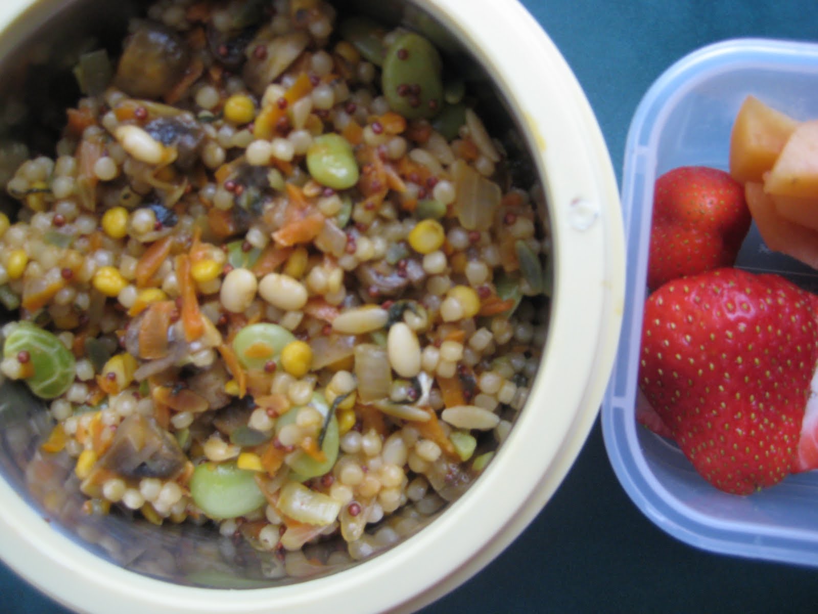 Kids Lunch Box Israeli style couscous blend with vegetables and beans