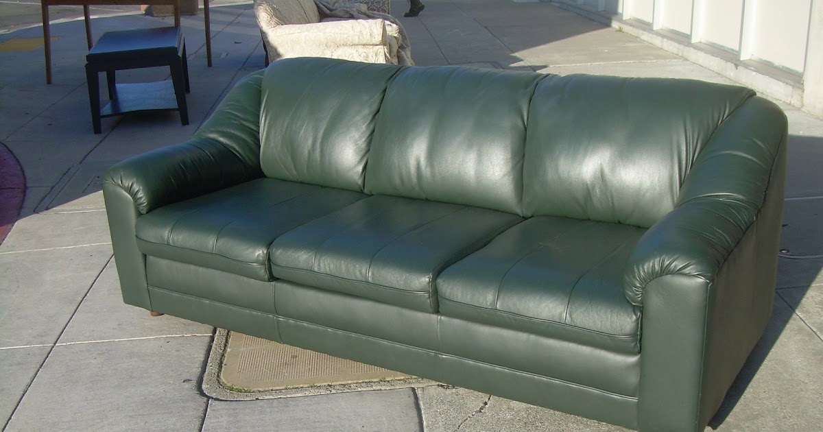 extra long green leather sofa