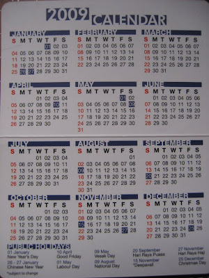 2009 calendar   with singapore