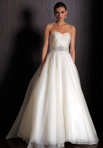 Option 1 Is an ALine dress with a beaded waist a sweetheart neckline and