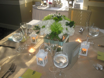 Glass Vase Centerpiece with Hot Pink and White Hydrangea Stock Roses