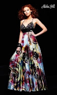 Long Pleated Print Prom Dress by Alisha Hill