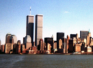 WTC from NY Harbor, March 2001, Matt Carden Photo
