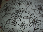 Floral preta (desenhada) fundo branco