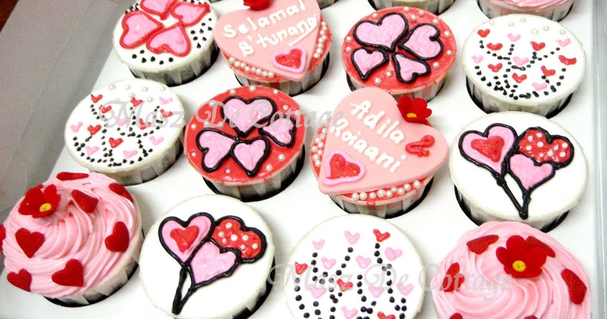 Masz De Cottage Hantaran Cupcakes Pink,Red And White  Masz De Cottage Hantaran Cupcakes Pink,Red And White