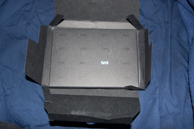 a black box with white text