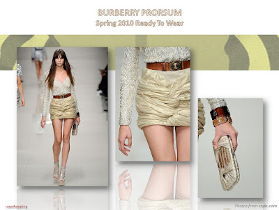 Burberry Prorsum Spring 2010 Ready-To Wear gold knotted skirt and silver top