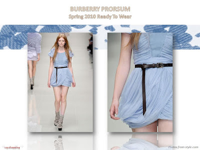 Burberry Prorsum Spring 2010 Ready-To Wear blue chiffon draped dress