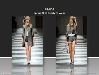 Prada Spring 2010 Ready To Wear gray coat, jacket, and shorts