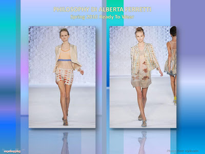 Philosophy Di Alberta Ferretti Spring 2010 Ready To Wear lip, eye, butterfly-print shorts and dress