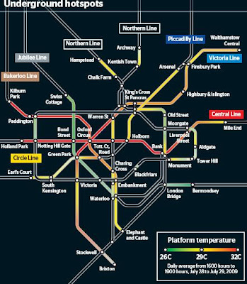 carte des temperatures dans le metro