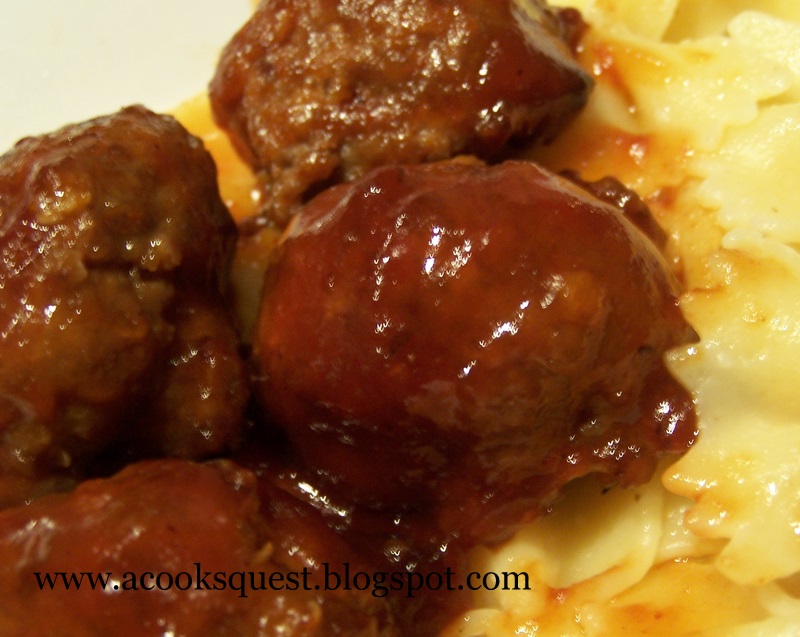 A Cook's Quest Barbecue Bacon Meatballs over Pasta