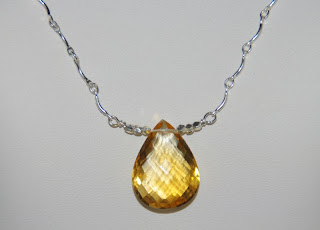 aaa golden citrine briolette handmade sterling silver necklace
