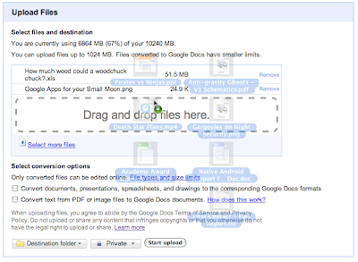 Google Docs Drag und Drop Upload