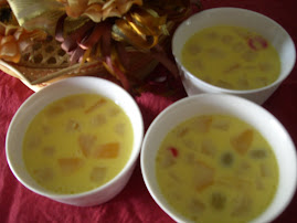 Corn pudding with mixed fruits