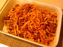 Fettuccini with minced beef sauce
