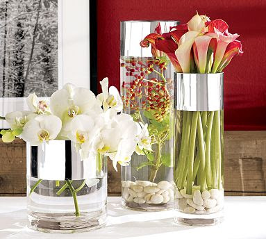 Love these platinum trimmed vases from Pottery Barnperfect for decorating 
