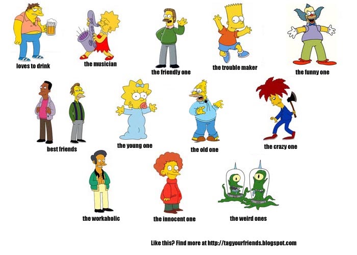 Tag Your Friends Simpsons with Personalities