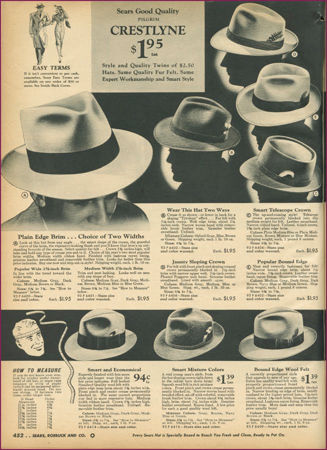 sears mens hats