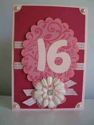 And a 16th birthday card for monochromatic mania over at Our Creative Corner