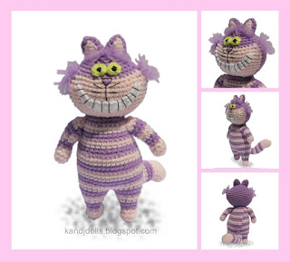 Amigurumi crochet pattern for the Cheshire Cat of Alice in Wonderland