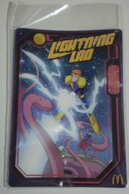 front of McDonald's Lightning Lad trading card