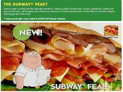 Peter advertising the Subway Feast