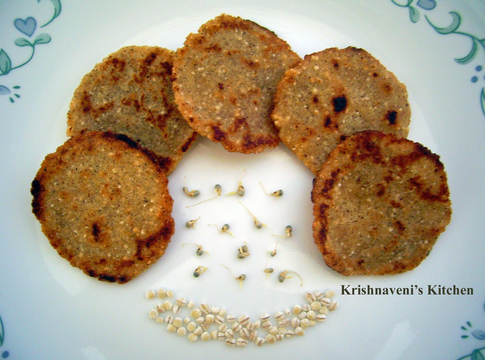 Krishnaveni's Kitchen Sprouted Pearl millet and Barley Thattai