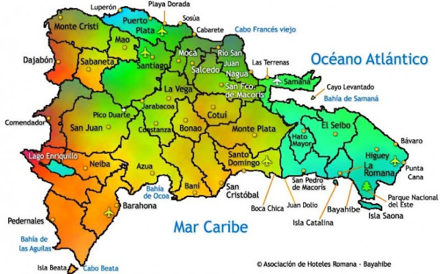 mapa de la Repubica Dominicana y sus municipios
