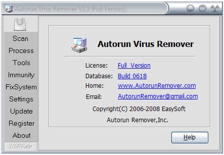 برنامج لحذف فيرس الاوتوران بجهازك مع الباتش USB+Autorun+Virus+Removal+v2.3.0330