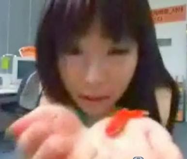 Girl Swallow Fish Alive