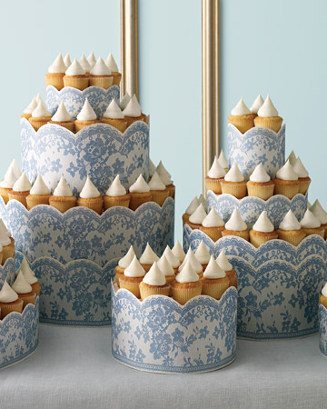  Blue and White Lace Cupcake Towers When it comes to weddings