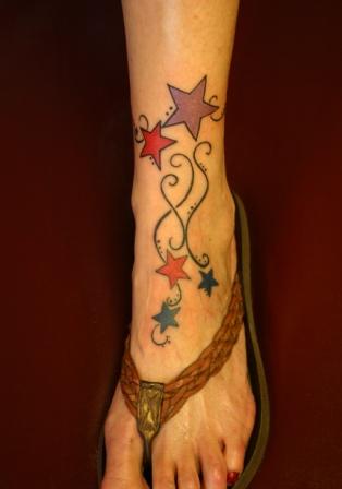foot tattoos stars. star tattoos on foot. tattoos