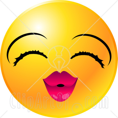  KiSs ...... 22134-Clipart-Illustration-Of-A-Yellow-Emoticon-Face-Lady-With-Eyelashes-And-Pink-Lips-Puckering-Up-For-A-Kiss