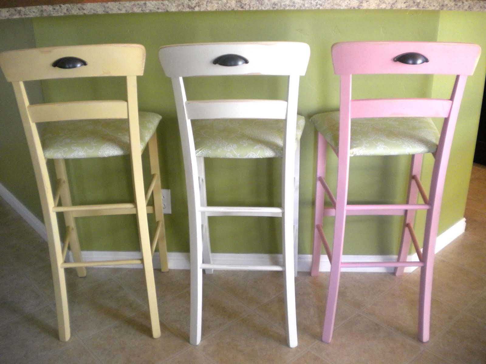 Poppies at Play Painted Bar Stools