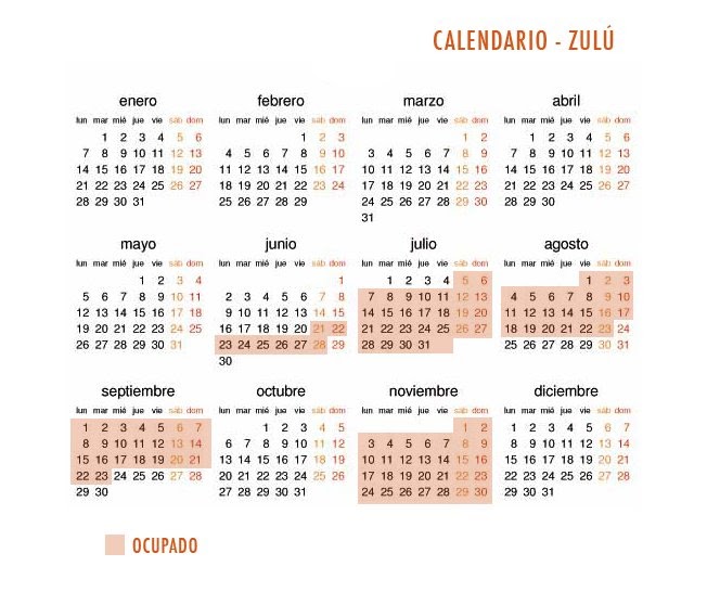 A BORDO DEL ZULÚ CALENDARIO