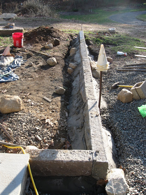 antique granite curb installation