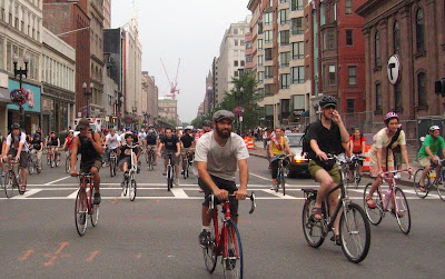 Image of bicyclists at Boston Critical Mass