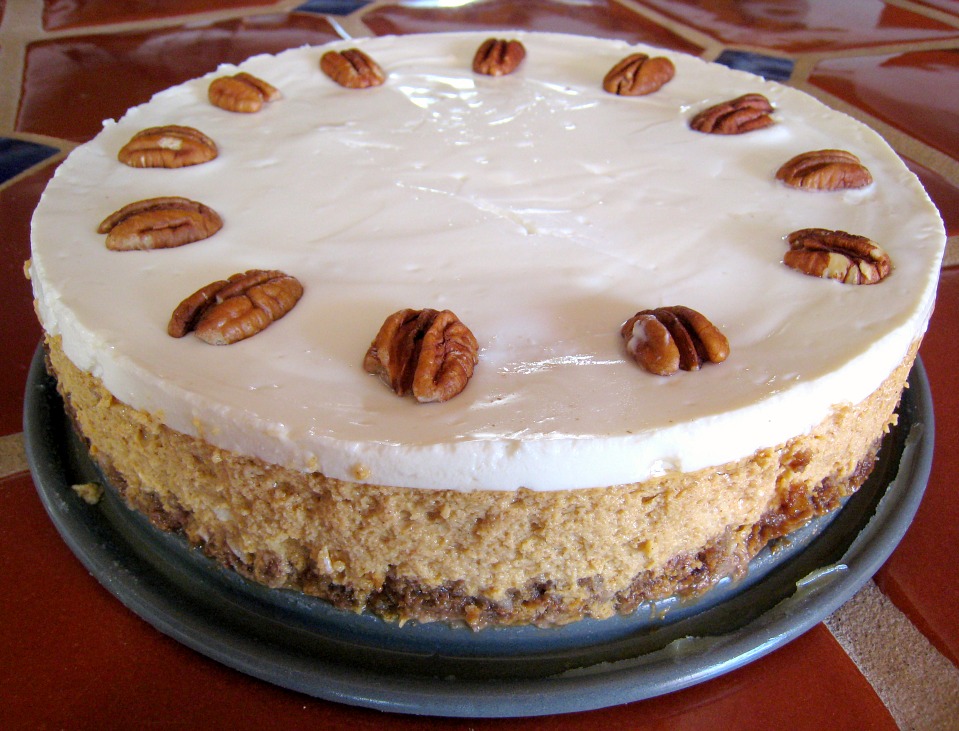 APPLE A DAY Pumpkin Cheesecake with BourbonSour Cream Topping