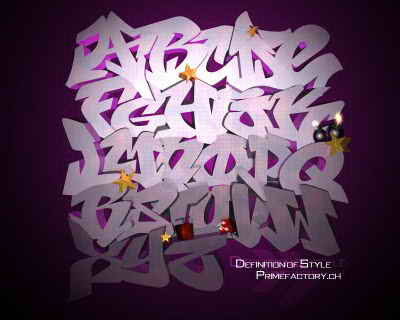 Letras para practicar SR.PRINCIPIANTES 3D+Graffiti+Alphabet+Letters+Purple+style